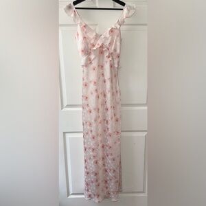 NWT - And Now This Pink Floral Ruffle Shoulder Slip Dress